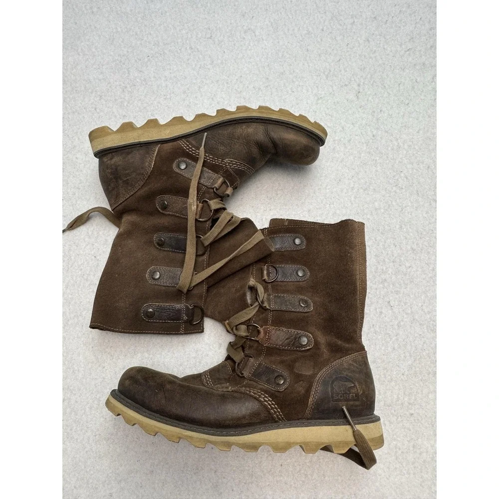 Sorel Scotia Boots Women's Size 8 Brown Suede Lace Up Mid Calf Winter Waterproof